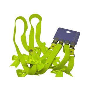 NWT Claires Womens Neon Green Garter Suspenders Lime Ribbon Adjustable OS Edgy